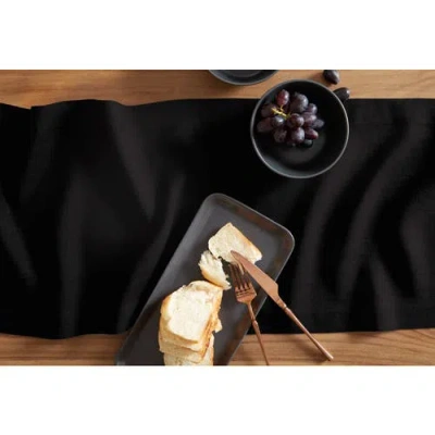Solino Home Linen Table Runner In Black