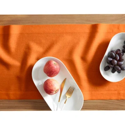 Solino Home Linen Table Runner In Orange
