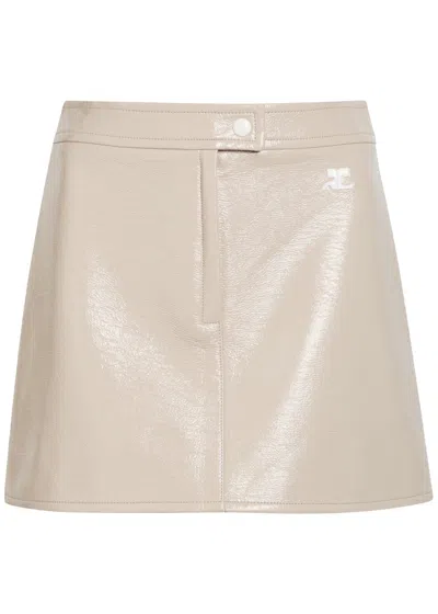 Courrèges Reedition Crinkled Vinyl Mini Skirt In Pink