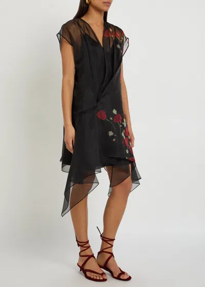 Khaite Merith Floral Sheer Handkerchief Hem Silk Organza Dress In Multi ...