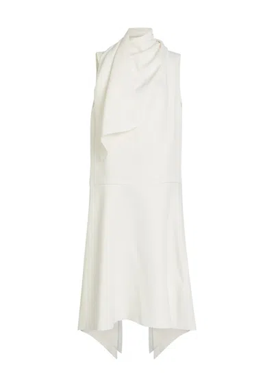 Khaite Loell Scarf-detail Asymmetric Midi Dress In White