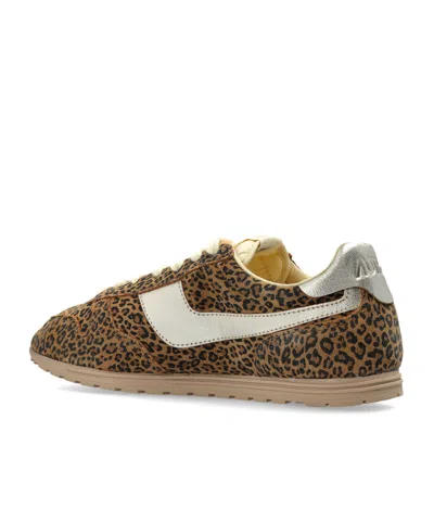 Autry Brushed Suede And Leather Sneakers With Jacquard Logo In Multi