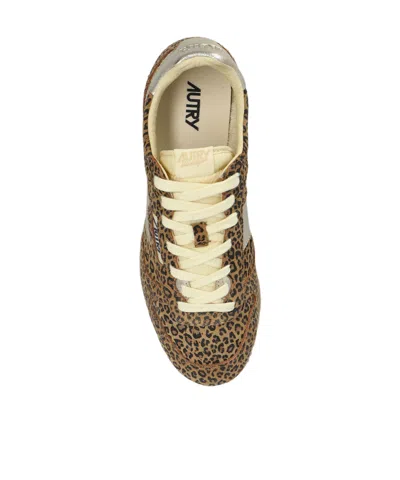 Autry Brushed Suede And Leather Sneakers With Jacquard Logo In Multi