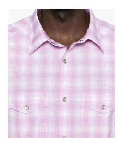 Tom Ford Check-pattern Chest-pocket Shirt In Pink