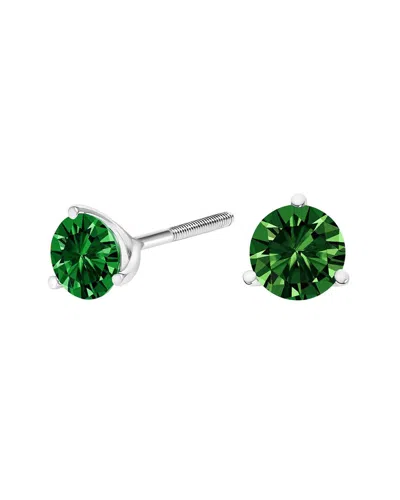 Haus Of Brilliance 14k White Gold 1.0 Cttw 3-prong Martini Set Lab Grown Green Diamond Solitaire Stu In Metallic