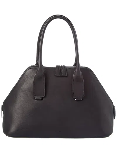 The Row Devon Medium Leather Tote In Black