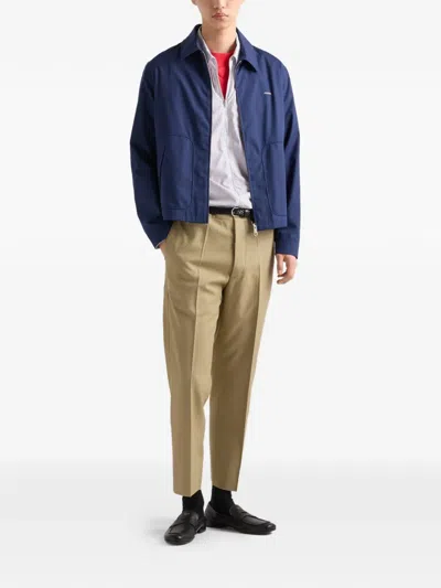Prada Mens Blue Technical Cotton-blend Blouson Jacket In Blue