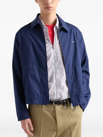 Prada Mens Blue Technical Cotton-blend Blouson Jacket In Blue