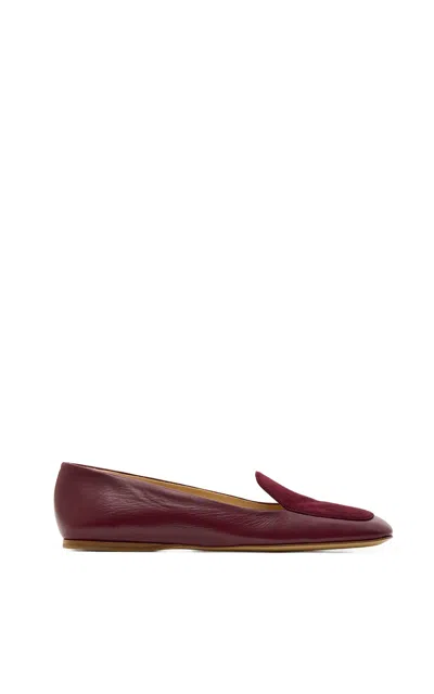 Gabriela Hearst Aveda Flat Loafer In Bordeaux Leather & Suede In Brown