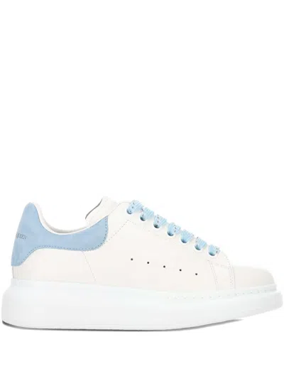 Alexander Mcqueen Oversize Sneakers In White And Light Blue Calf Leather In Multi