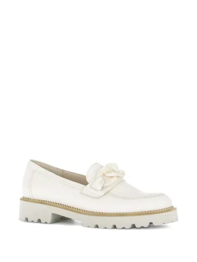 Gabor Chain-link Leather Loafers In White