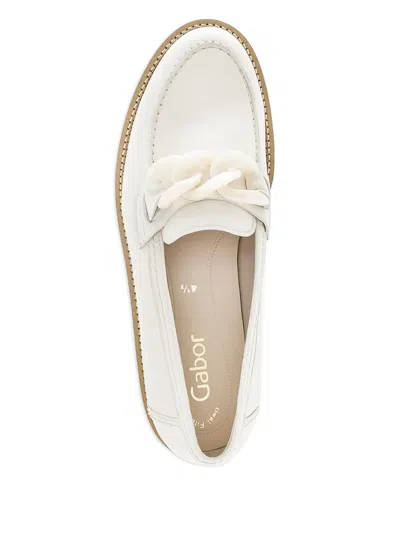 Gabor Chain-link Leather Loafers In White