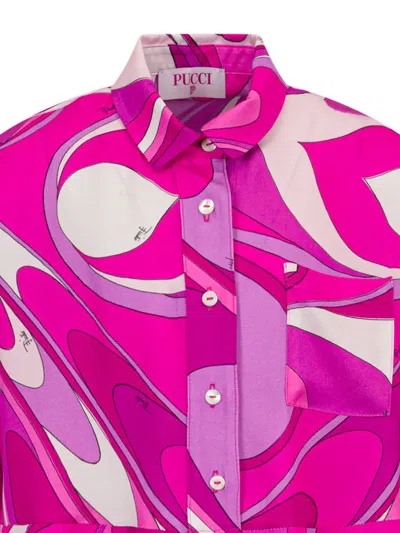 Pucci Junior Graphic-pattern Mini Dress In Pink