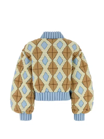 Raxxy Diamond-pattern Jacket In Yellow