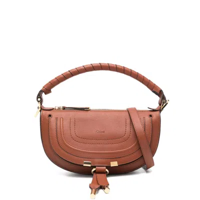 Chloé Mini Marcie Twisted-handle Leather Shoulder Bag In Orange