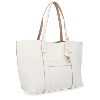Hogan Script Shopping Tote Bag Top Handles Strap In White