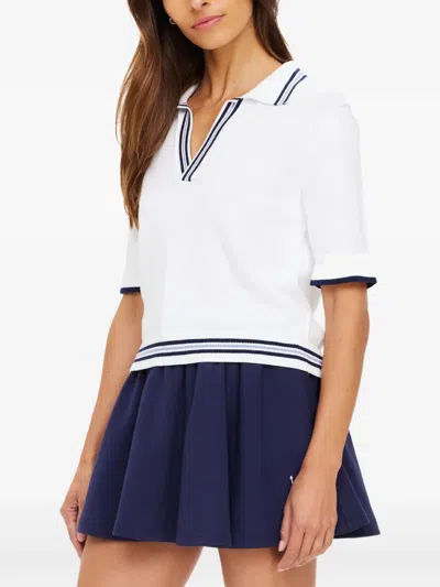 The Upside Archie Collared Knit Polo Top In White
