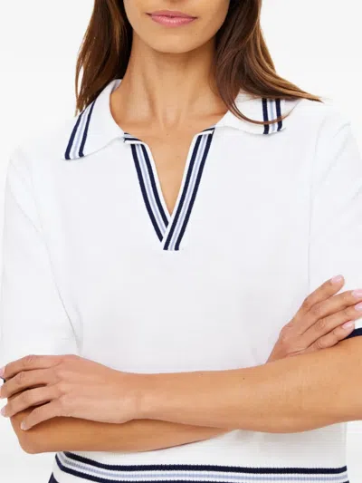 The Upside Archie Collared Knit Polo Top In White