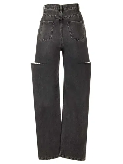 Maison Margiela Black Five-pocket Style Jeans With Rips In Cotton Denim Woman