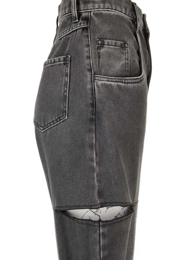 Maison Margiela Black Five-pocket Style Jeans With Rips In Cotton Denim Woman