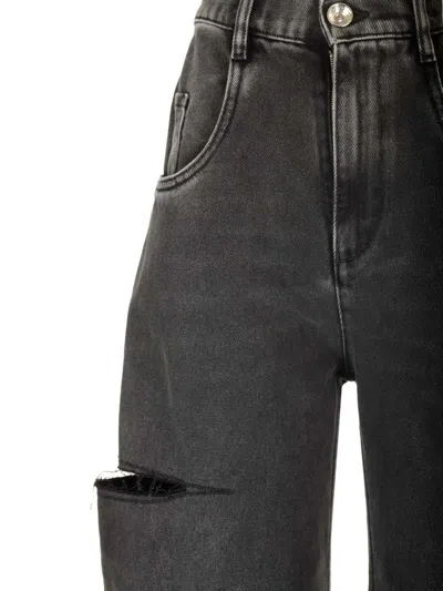 Maison Margiela Black Five-pocket Style Jeans With Rips In Cotton Denim Woman