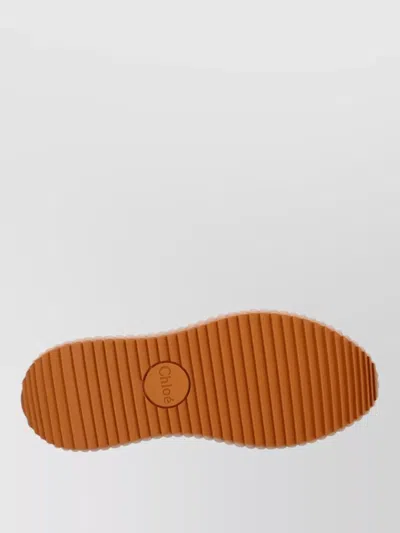 Chloé Low Top Sneakers Featuring Contrast Stitching And Textured Sole In Neutral