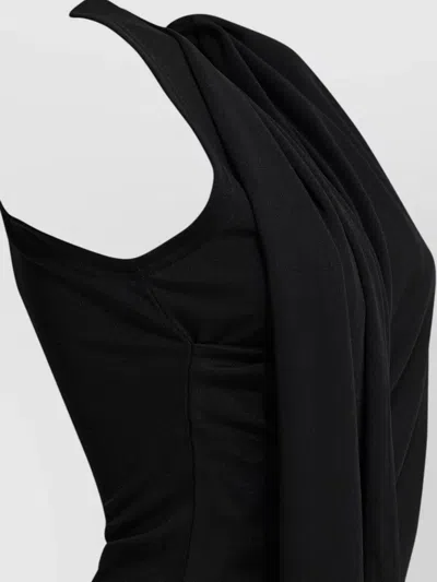 Ami Alexandre Mattiussi Sleeveless Top Asymmetric Hem Draped Detail In Black