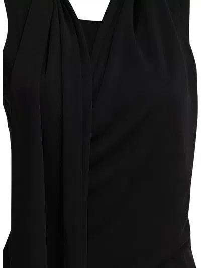 Ami Alexandre Mattiussi Sleeveless Top Asymmetric Hem Draped Detail In Black