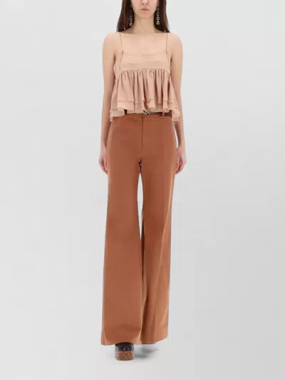Chloé Chloe Women Pantalone Dalla Gamba Ampia In Cotone Mattone In Brown