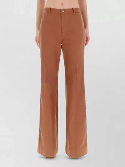 Chloé Chloe Women Pantalone Dalla Gamba Ampia In Cotone Mattone In Brown