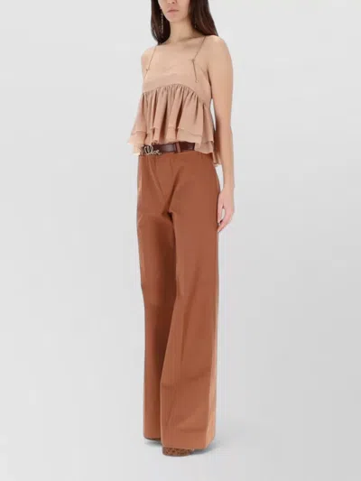 Chloé Tiered Ruffle Organic Silk Georgette Babydoll Top In Pink
