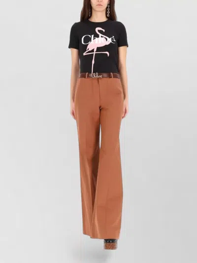 Chloé Women Black Crewneck T-shirt With Maxi Logo Print On The Front In Cotton Woman In Black
