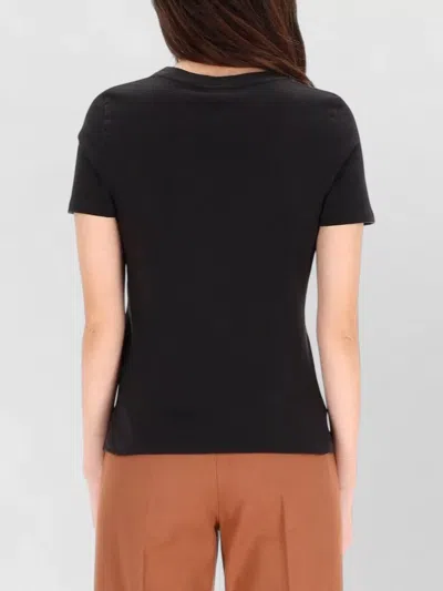Chloé Women Black Crewneck T-shirt With Maxi Logo Print On The Front In Cotton Woman In Black