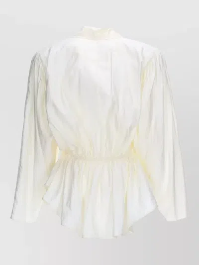 Chloé Silk Blend Blouse Collared Peplum Waist In Neutral