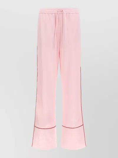 Off-white Women Pink Jacquard Satin Pajama Pants, 32 Luxury Pants For Women Darveys
