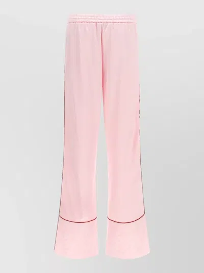 Off-white Women Pink Jacquard Satin Pajama Pants, 32 Luxury Pants For Women Darveys