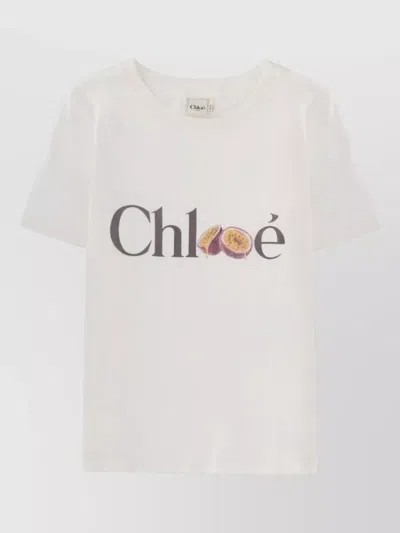 Chloé Baby Fit T-shirt In Cotton Jersey With Passion Fruit Print In White