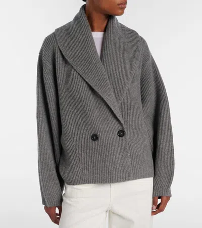 Totême Womens Grey Shawl-lapel Knitted Wool-blend Cardigan In Gray