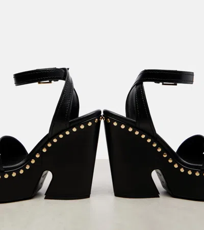 Givenchy Clog Platform Sandals In Leather With Studs Detail In Black