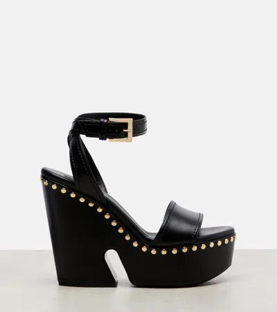 Givenchy Clog Platform Sandals In Leather With Studs Detail In Black