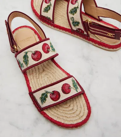 Valentino Garavani Cherryfic Double Strap Slingback Espadrille Sandal In Multi