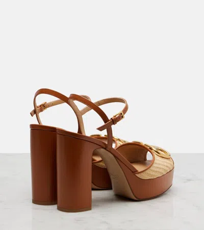 Valentino Garavani Vlogo Signature Platform Sandal In Raffia 115mm Woman Beige 42 In Brown