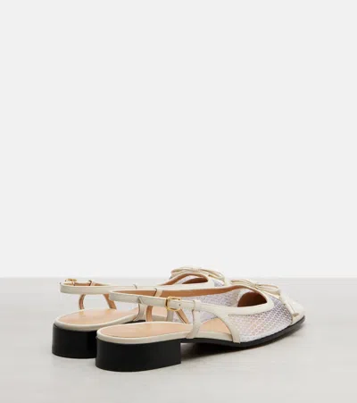 Valentino Garavani Valet Du Roi Tasseled Leather And Mesh Slingback Ballet Flats In White