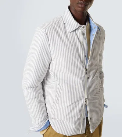 Moncler Cotton Blend Reversible Crescent Down Shirt In Multi