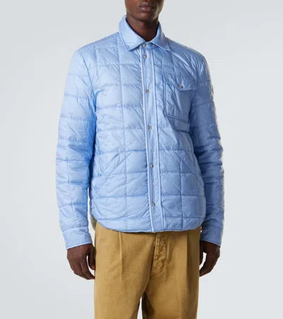 Moncler Cotton Blend Reversible Crescent Down Shirt In Multi