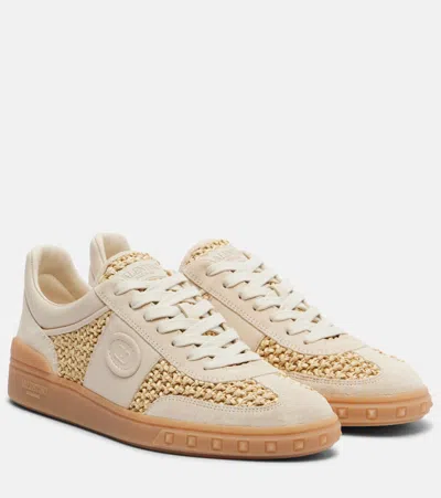 Valentino Garavani Upvillage Sneakers In Woven Raffia In Neutral
