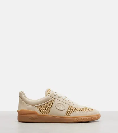 Valentino Garavani Upvillage Sneakers In Woven Raffia In Neutral
