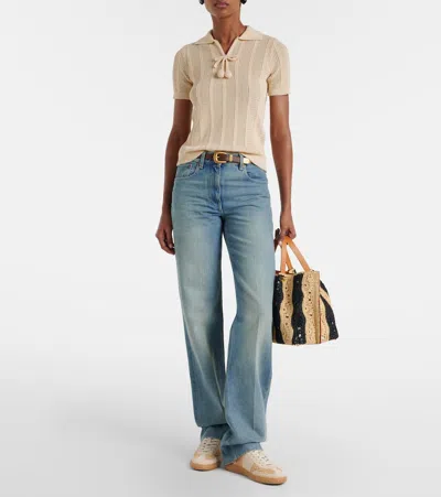 Valentino Garavani Upvillage Sneakers In Woven Raffia In Neutral