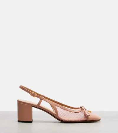 Valentino Garavani Valet Du Roi Slingback Pump In Mesh And Kidskin 60mm Woman Pink 42 In Pink