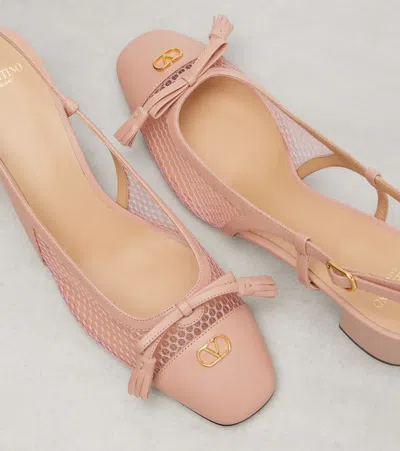 Valentino Garavani Valet Du Roi Slingback Pump In Mesh And Kidskin 60mm Woman Pink 42 In Pink